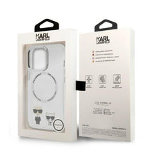 Заредете изображение във визуализатора на галерията – Karl Lagerfeld KLHMP13LHKCT iPhone 13 Pro / 13 6.1" hardcase transparent Karl &amp; Choupette Aluminum Magsafe

