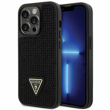 Заредете изображение във визуализатора на галерията – Original Case GUESS Rhinestone Triangle hardcase GUHCP14LHDGTPK for Iphone 14 Pro black
