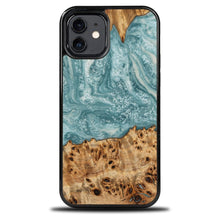 Заредете изображение във визуализатора на галерията – Wood and Resin Case for iPhone 12/12 Pro Bewood Unique Uranus - Blue and White
