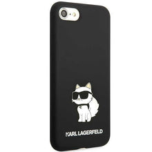 Заредете изображение във визуализатора на галерията – Karl Lagerfeld KLHCI8SNCHBCK iPhone 7/8/ SE 2020/2022 hardcase black/black Silicone Choupette
