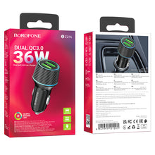 Заредете изображение във визуализатора на галерията – Borofone Car charger BZ21A Brilliant - 2xUSB - QC 3.0 36W black
