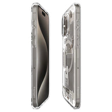 Заредете изображение във визуализатора на галерията – Spigen Ultra Hybrid Mag case with MagSafe for iPhone 15 Pro Max - natural titanium (Zero One pattern)
