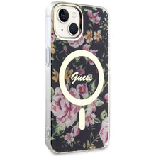 Заредете изображение във визуализатора на галерията – Original Case GUESS hardcase Flower MagSafe GUHMP14MHCFWSK for Iphone 14 Plus black
