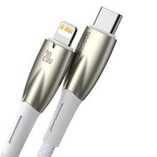 Заредете изображение във визуализатора на галерията – Baseus Glimmer Series cable with fast charging USB-C - Lightning 480Mb/s PD 20W 1m white
