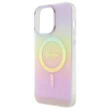 Заредете изображение във визуализатора на галерията – Guess IML Iridescent MagSafe case for iPhone 15 Pro - pink
