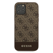 Заредете изображение във визуализатора на галерията – Guess GUHCP12MG4GLBR iPhone 12/12 Pro 6,1" brązowy/brown hardcase 4G Stripe Collection
