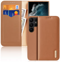 Заредете изображение във визуализатора на галерията – Dux Ducis Hivo Case for Samsung Galaxy S23 Ultra Flip Cover Wallet Stand RFID Blocking Brown
