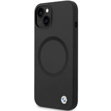 Заредете изображение във визуализатора на галерията – Original Case BMW Signature Liquid Silicone MagSafe BMHMP14SSILBK2 for Iphone 14 Black
