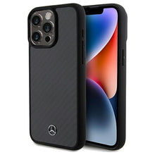 Заредете изображение във визуализатора на галерията – Original Case MERCEDES hardcase Carbon Fiber Dynamic MEHCP15XRCABK for Iphone 15 Pro Max Black
