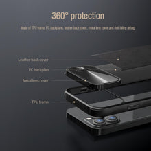 Заредете изображение във визуализатора на галерията – Nillkin CamShield S Leather Magnetic Case for Iphone 14 Pro Max blue
