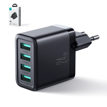 Заредете изображение във визуализатора на галерията – Joyroom JR-TCN03 4xUSB-A 24W 4.8A mains charger - black

