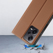 Заредете изображение във визуализатора на галерията – Dux Ducis Skin X2 case for Xiaomi Redmi Note 12 Pro+ flip cover wallet stand brown
