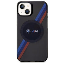 Заредете изображение във визуализатора на галерията – Case BMW BMHMP14SHDTK iPhone 14 6.1" grey/grey Tricolor Stripes MagSafe
