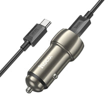 Заредете изображение във визуализатора на галерията – HOCO car charger 2x Type C + cable Type C to Type C PD 40W Z48 metal gray
