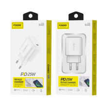 Заредете изображение във визуализатора на галерията – Foneng Wall charger EU40 - Type C - PD 25W 3A white
