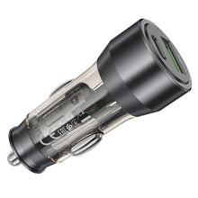 Заредете изображение във визуализатора на галерията – HOCO car charger USB QC 18W + Type C 25W PD43W NZ12A transparent black

