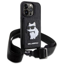 Заредете изображение във визуализатора на галерията – Karl Lagerfeld KLHCP14XCSAKHPCK iPhone 14 Pro Max 6.7" hardcase black/black Crossbody Saffiano Monogram Choupette
