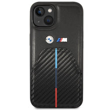 Заредете изображение във визуализатора на галерията – Case BMW BMHCP14S22NSTB iPhone 14 6.1" black/black Stamped Tricolor Stripe
