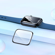 Заредете изображение във визуализатора на галерията – Baseus Crystal Tempered Glass Film for Apple Watch 4/5/6/SE 44mm full screen with frame black (1 pcs.) + cleaning kit / foil applicator / squeegee (spatula)
