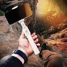 Заредете изображение във визуализатора на галерията – Combo selfie stick with tripod and remote control bluetooth white k07 - TopMag
