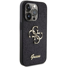 Заредете изображение във визуализатора на галерията – Original faceplate case GUESS GUHCP15LHG4SGK for iPhone 15 PRO (Fixed Glitter Big 4G / black)
