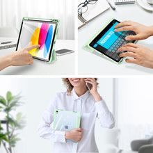 Заредете изображение във визуализатора на галерията – Dux Ducis Toby case for iPad 10.9'' 2022 (10 gen.) cover with space for Apple Pencil stylus smart cover stand green

