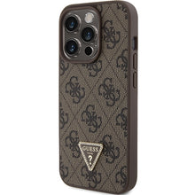 Заредете изображение във визуализатора на галерията – Original Case GUESS hardcase Leather 4G Triangle Strass GUHCP15LP4TDPW for Iphone 15 Pro Brown
