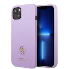 Заредете изображение във визуализатора на галерията – Guess GUHCP13SPS4MU iPhone 13 mini 5.4" purple/purple hardcase Saffiano 4G Small Metal Logo
