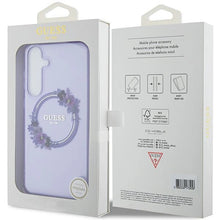 Заредете изображение във визуализатора на галерията – Guess IML Flowers Wreath MagSafe case for Samsung Galaxy S24+ - purple
