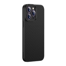 Заредете изображение във визуализатора на галерията – Armored case for iPhone 14 Pro compatible with MagSafe Baseus Synthetic Fiber tempered glass - black
