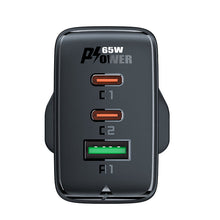 Заредете изображение във визуализатора на галерията – Acefast charger GaN 65W 3 ports (1xUSB, 2xUSB C PD) UK plug white (A44)
