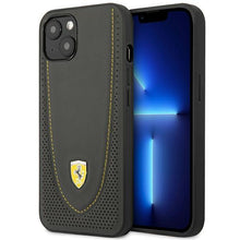 Заредете изображение във визуализатора на галерията – Ferrari FEHCP13MRGOG iPhone 13 6.1" black/black hardcase Leather Curved Line
