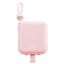 Заредете изображение във визуализатора на галерията – Joyroom power bank with USB C and Lightning cables and stand Cutie Series 10000mAh 22.5W pink (JR-L008)
