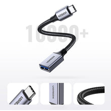 Заредете изображение във визуализатора на галерията – USB C (male) - USB (female) 3.0 OTG cable 0.15m Ugreen US378 - black
