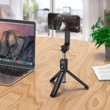 Заредете изображение във визуализатора на галерията – HOCO selfie stick tripod with bluetooth remote control Aluminium Gimbal K15 black
