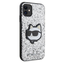 Заредете изображение във визуализатора на галерията – Original Pouch KARL LAGERFELD Glitter Choupette Patch KLHCN61G2CPS for Iphone 11/ Xr Silver
