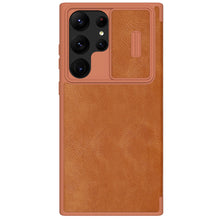 Заредете изображение във визуализатора на галерията – Nillkin Qin Leather Pro Case for Samsung Galaxy S23 Ultra Cover with Flip Camera Cover Brown

