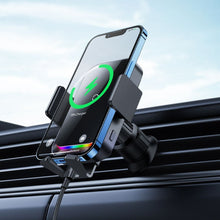Заредете изображение във визуализатора на галерията – Baseus car holder with wireless charging automatic 15w halo black sudd000001
