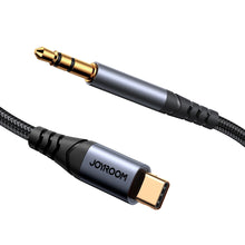 Заредете изображение във визуализатора на галерията – Joyroom stereo audio cable AUX 3.5 mm mini jack - USB-C for phone 1.2 m black (SY-A07)
