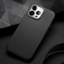 Заредете изображение във визуализатора на галерията – Dux Ducis Grit Leather Case for iPhone 14 Pro Elegant Faux Leather Cover (MagSafe Compatible) Black
