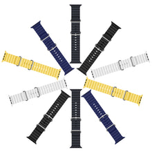 Заредете изображение във визуализатора на галерията – Dux Ducis Strap Watch Strap 8 / 7 / 6 / 5 / 4 / 3 / 2 / SE (45 / 44 / 42mm) Silicone Band Bracelet Yellow (OceanWave Version)
