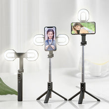 Заредете изображение във визуализатора на галерията – Selfie Stick MINI - with detachable bluetooth remote control, tripod and 2 LED lights - P40S-M BLACK
