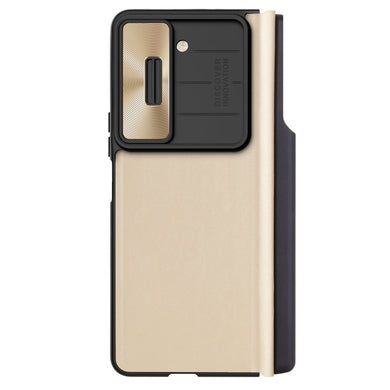 Nillkin Qin Leather Pro Samsung Galaxy Z Fold 5 Leather Flip Case with Camera Cover - Gold