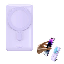 Заредете изображение във визуализатора на галерията – Baseus Magnetic Bracket Wireless Fast Charge Power Bank 10000mAh 20W Purple（With Xiaobai series fast charging Cable Type-C to Type-C 60W(20V/3A) 50cm White）
