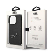 Заредете изображение във визуализатора на галерията – Karl Lagerfeld KLHCP14LCSSK iPhone 14 Pro 6.1" hardcase black/black Signature Logo Cardslot
