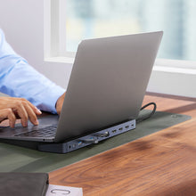 Заредете изображение във визуализатора на галерията – Baseus EliteJoy Gen2 universal USB HUB 12in1 with USB-C cable 25cm notebook stand USB-A / USB-C / DP / HDMI / SD / TF / RJ45 / 3.5mm jack / PD 100W gray (WKSX030213)
