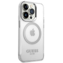 Заредете изображение във визуализатора на галерията – Guess GUHMP14XHTRMS iPhone 14 Pro Max 6.7" silver/silver hard case Metal Outline Magsafe
