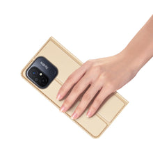 Заредете изображение във визуализатора на галерията – Dux Ducis Skin Pro Case For Xiaomi Redmi 11A / Poco C55 / Redmi 12C Cover Flip Card Wallet Stand Gold
