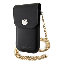 Заредете изображение във визуализатора на галерията – Original HELLO KITTY Handbag Leather Metal Logo Chain HKOWBPGHDLMK black
