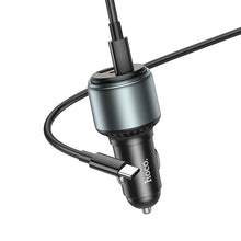 Заредете изображение във визуализатора на галерията – HOCO car charger USB QC + 2x Type C with cable Type C to Type C PD 95W Galloper NZ9 black
